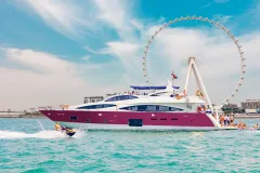 Dubai Harbour: Yacht Ride & Slide, Swim & Snorkel with BBQ Lunch