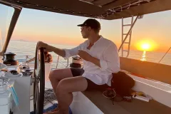 Santorini: Luxury Catamaran Cruise + BBQ + Open Bar + Transfers